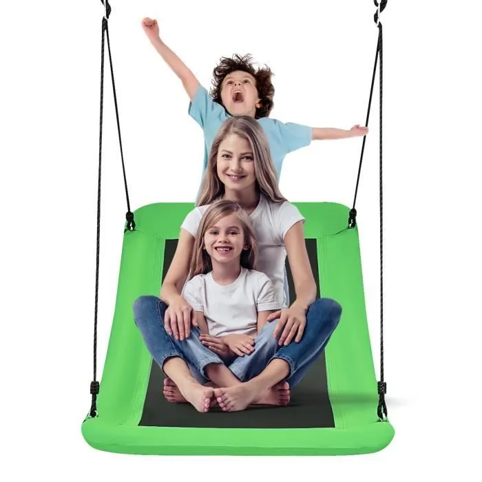 COSTWAY Balançoire Nid d'Oiseau Extérieur 83x155 cm-Tissu Oxford-Corde Réglables 180cm-3 Modes de Fixation-Charge Max 150KG Vert-0