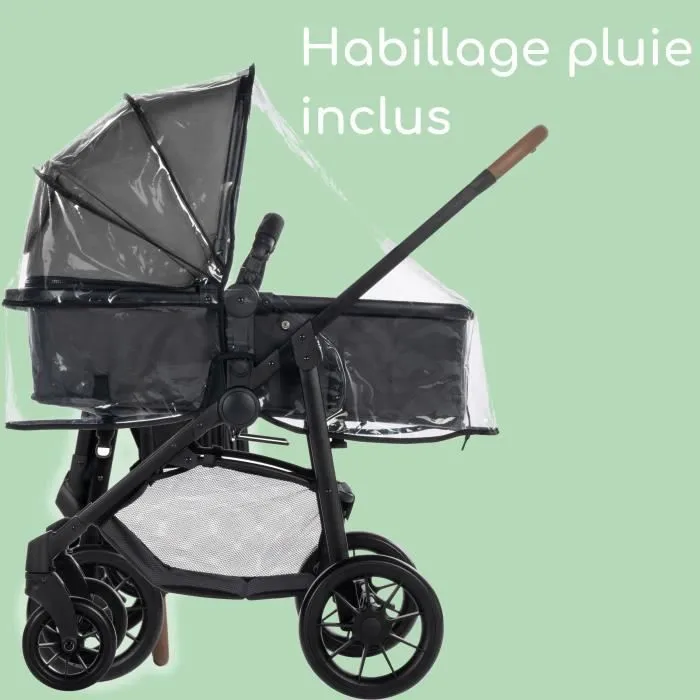 BEBECONFORT HAZE Poussette 3 en 1 i-Size - Nacelle + Siège auto Gr0+ Habillage pluie inclus - naissance jusqu'à 22Kg, Tinted Gray-5