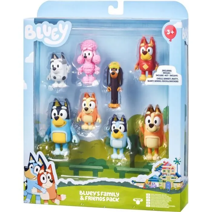 Figurines - BLUEY - Coffret 8 personnages - Figurines articulées - Univers de la série - Mixte-0