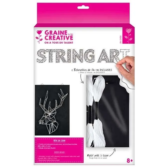 Tableau - Graine Creative - Tête de cerf - 20 x 30 cm - Noir - Rectangulaire - Contemporain-0