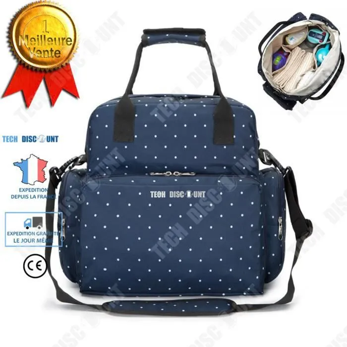 TD® Sac à dos multifonctions bébé Changement Couche Conservation Biberons Nylon étanche résistant fuites et eau-0