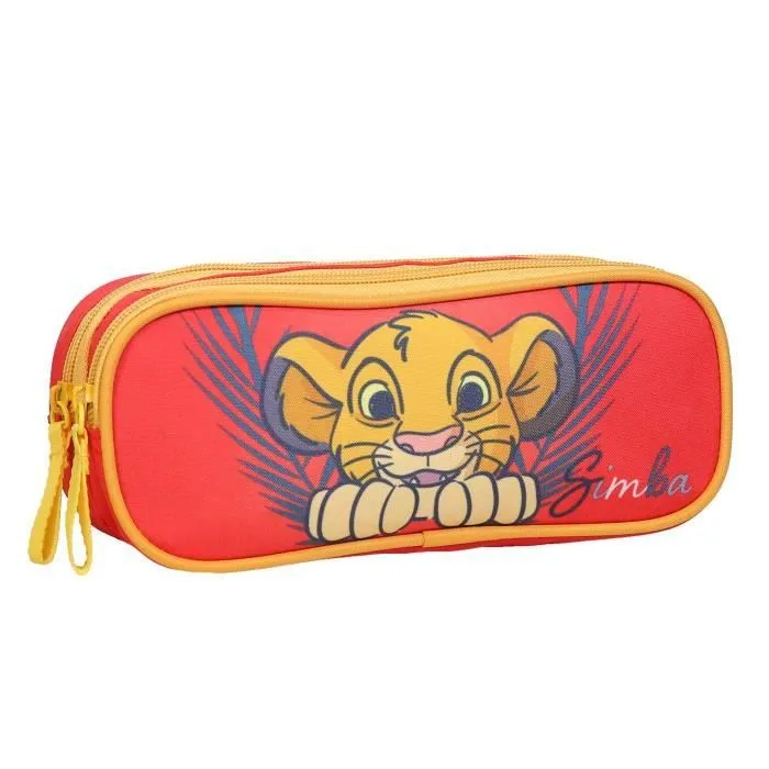 Trousse scolaire - Disney - Le Roi Lion - Rouge - 2 compartiments - Zippée-0