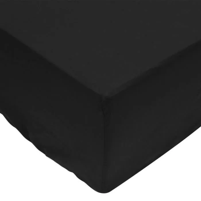 Draps de lit - Coton - Noir - 160 x 200 cm - 2 pièces - Coins élastiqués-1