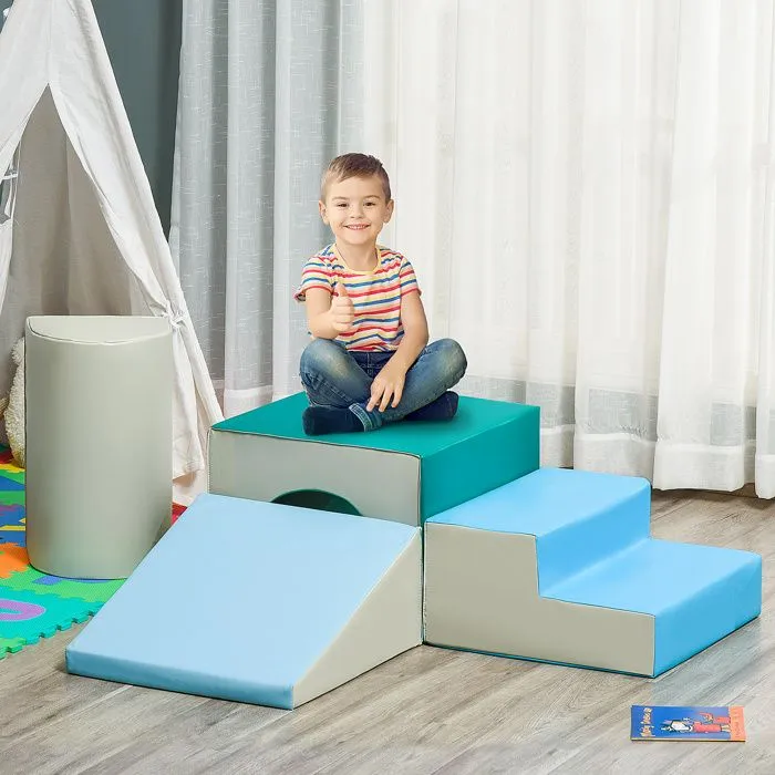 4PCS Module motricité bébé HOMCOM parcours motricité bébé en mousse EPE pour enfants d'âge préscolaire, multicolore-2