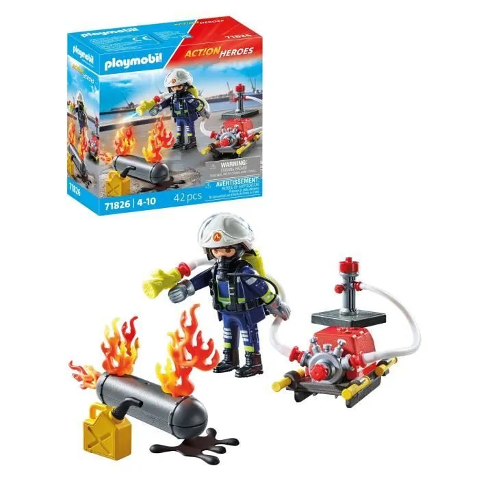 PLAYMOBIL 71826 Pompier pompe à eau & réservoir enflammé-2