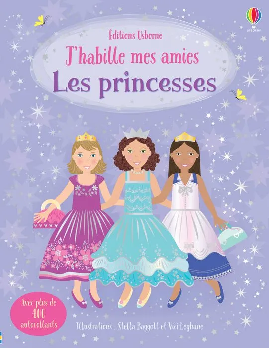 Livre d'autocollants - Usborne - J'habille mes amies - Les princesses - 400 autocollants - 3 ans et plus-0