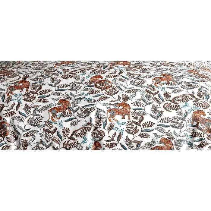 Parure de lit - Les Ateliers du Linge - Savane - 200 x 200 cm - Motif végétal avec tigres - Oeko-Tex-3