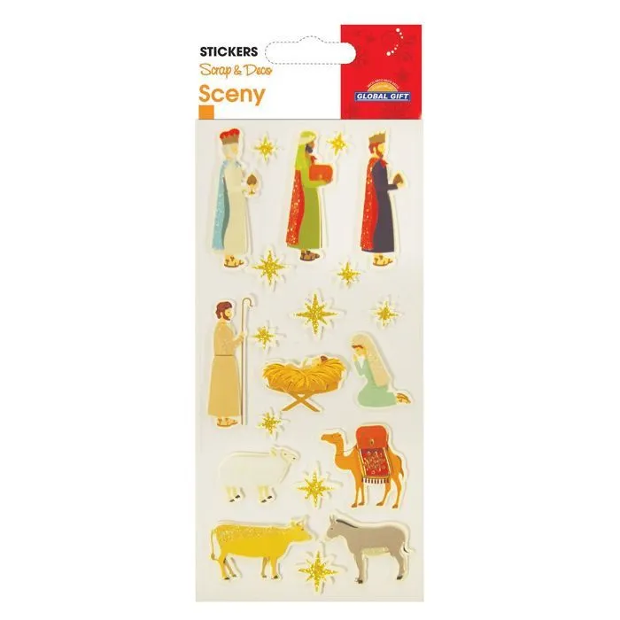 Stickers Crèche de Noël - Paillettes-0