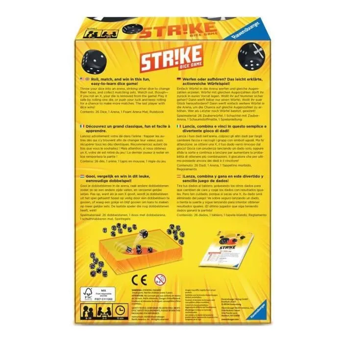 Jeu de société Ravensburger Strike - Cube (6 faces) - Pour adultes et enfants - Noir, Orange, Jaune-3