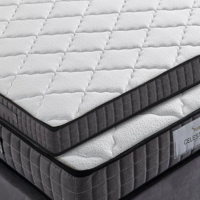 Matelas Céleste by Sampur 140x190 | Mémoire de Forme & Ressorts Ensachés | Épaisseur 28 cm | Surmatelas Amovible | Haut de Gamme-2