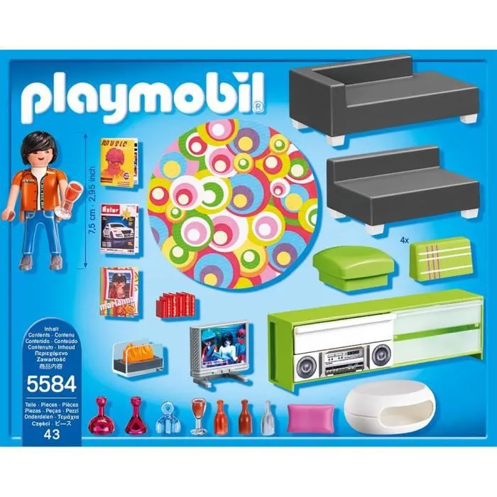 PLAYMOBIL - Playmobil City Life - Salon Moderne - Canapé d'angle confortable - Accessoires inclus-2