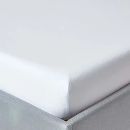 Drap-housse uni 90 x 190 cm 100% coton égyptien 200 fils coloris blanc-0