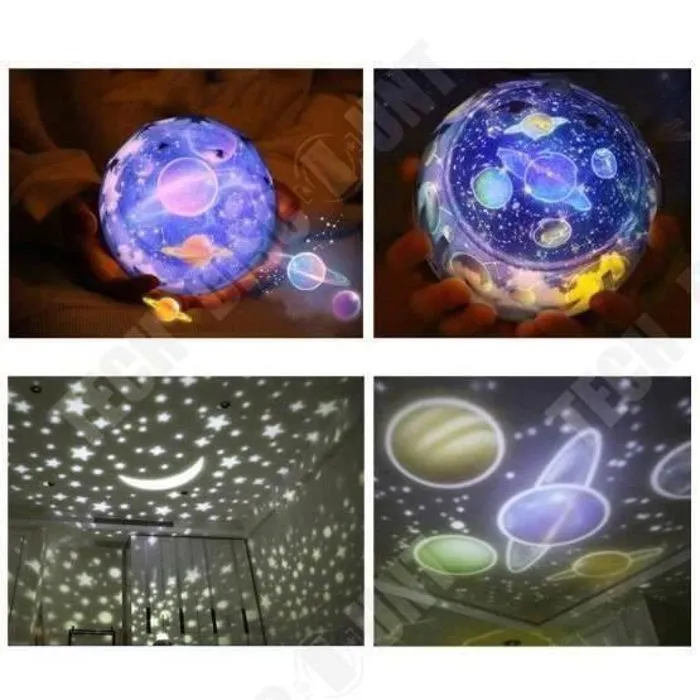 TD® Veilleuse de nuit enfant décoration chambre intérieur cosmos projecteur d'étoiles fonction projection ciel étoilé lumière effet-1