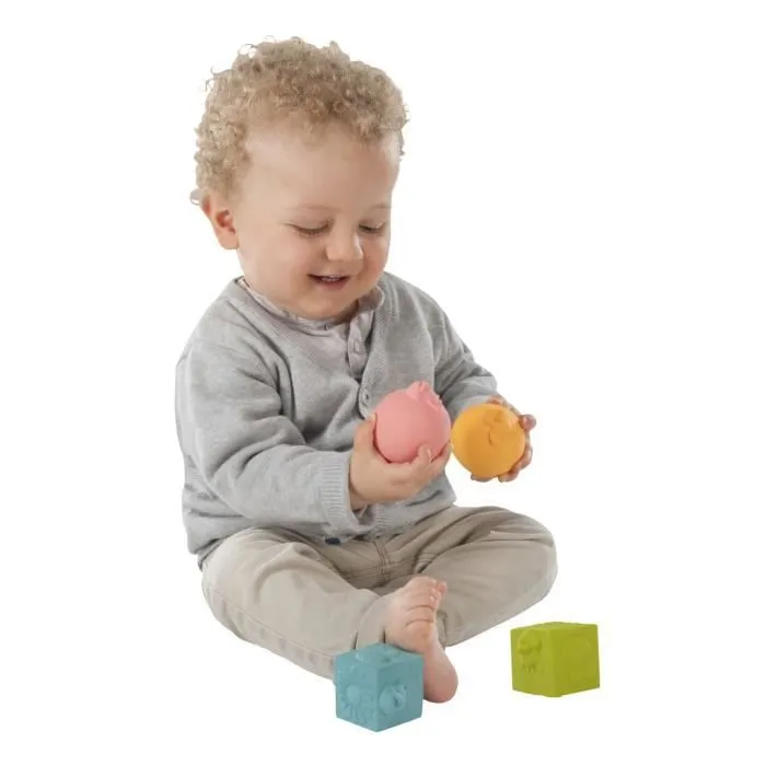 Jeu de 2 balles et 2 cubes So'Pure Sophie la Girafe - VULLI - Pour bébé dès 3 mois - Matériaux mixtes-2