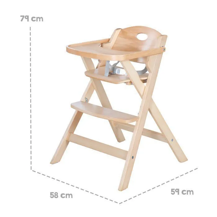 Chaise Haute Pliable ROBA Fold Up Smart + Plateau Repas Détachable - Pliable Peu Encombrante - Bois Naturel-4