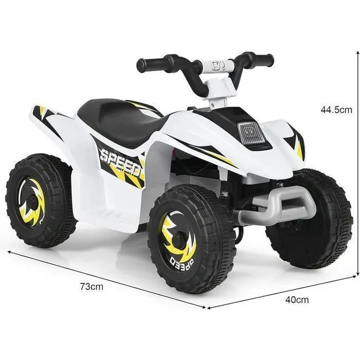 COSTWAY Quad Electrique pour Enfants 6 V 4,5 Km-H max. Voiture Buggy pour Enfants de 3Ans+ Blanc-5