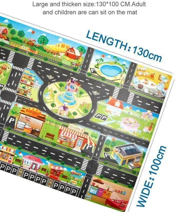 Jouet pour Enfants 3 4 5 6 7 ans,Lot de 40 Mini voiture et Tapis de jeu de Circulation pour Enfant Garcon,51.18 "x 39.37"-3