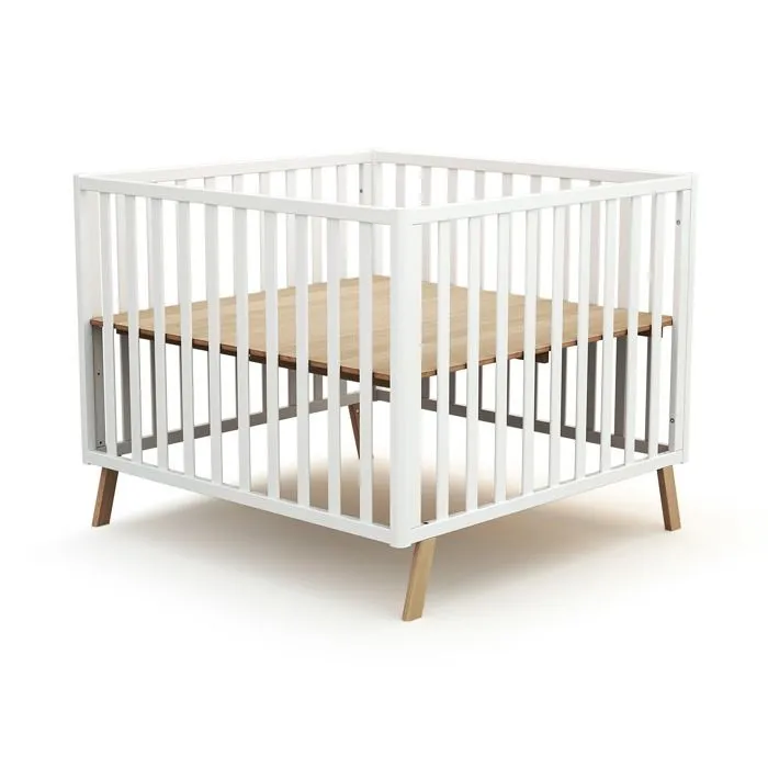 AT4 -  Parc bébé évolutif CONFORT en bois  Blanc - 100x100-3
