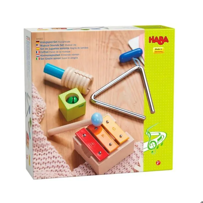 Coffret Plaisir de la Musique - HABA - Triangle, Cube Sonore, Métallophone, Reco-reco et Baguette-3