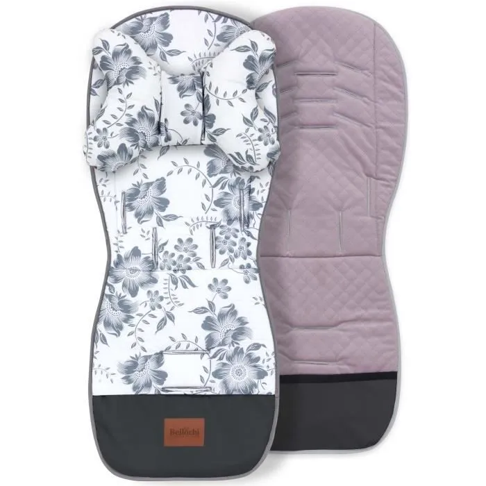 Bellochi Coussin Poussette Universel Été Matelas Poussette Universelle avec Coussin Anti-Choc - Coton et Velours - Gris-1