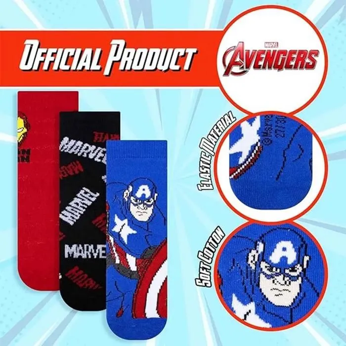 Lot de 3 Paires de Chaussettes Garçon MARVEL "Avengers"-1