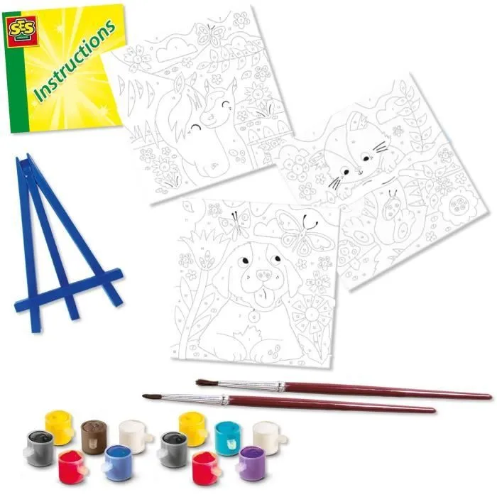 Peinture au numéro sur toile - 3 animaux de compagnie - SES CREATIVE-3