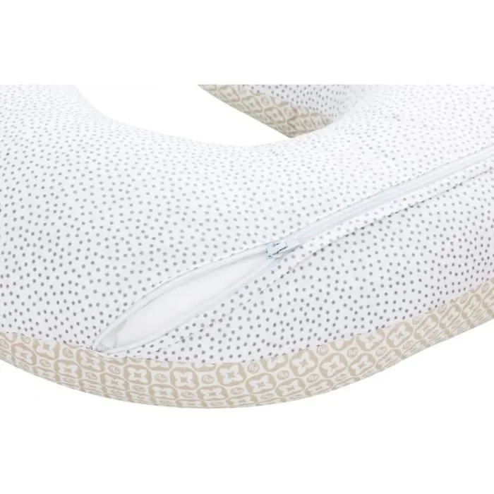 Bellochi Coussin D'allaitement avec Housse Coussin Allaitement 40x60 cm - 100% Coton - Beige Dots-2