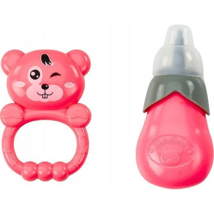 Poupee Leantoys Poupée en robe rose clair qui fait pipi avec un hochet de bouteille-0