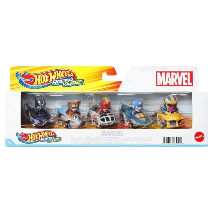 Pack 5 véhicules Racers Marvel - Hot Wheels - HPN40 - Jouet pour enfant de 3 ans et plus-0