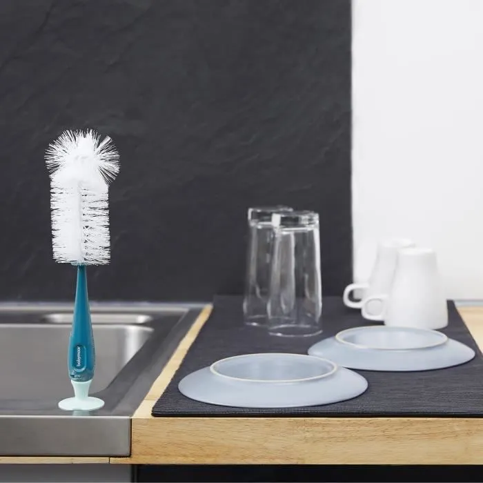 Goupillon pour biberon BABYMOOV avec brosse spéciale pour tétine - Bleu et blanc-4