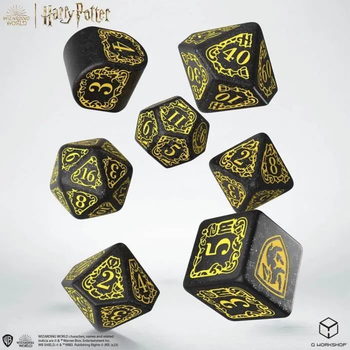 Jeu de dés - Q WORKSHOP - HARRY POTTER PACK DÉS HUFFLEPUFF MODERN DICE SET - Noir - Adulte - Mixte-0