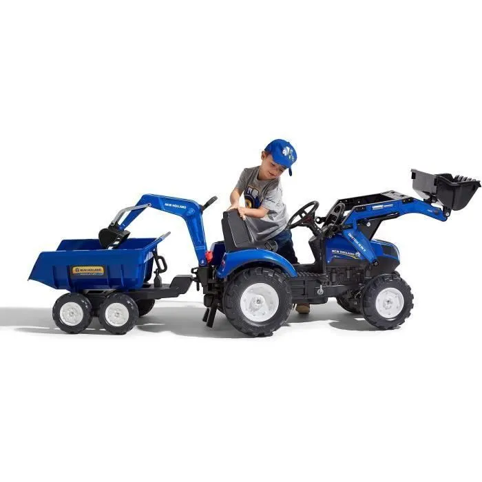 Tractopelle à pédales - FALK - New Holland - Dès 3 ans - 100% Fabriqué en France - 50% de plastique recyclé-3