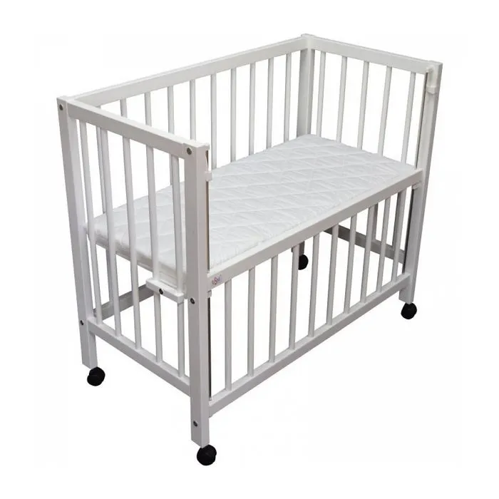 Lit bébé à barreaux cododo en hêtre massif blanc 40x90 cm - tiSsi - Lit d'appoint - Mixte - Bois naturel FSC-1