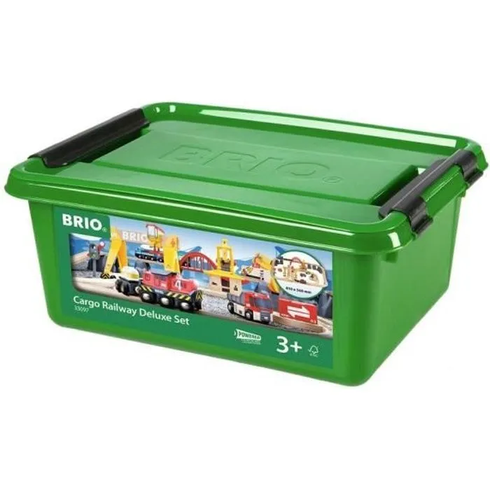 Circuit de train en bois BRIO - Grues et Chargements - Coffret complet 54 pièces - Ravensburger - Dès 3 ans-0