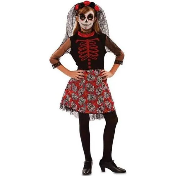 Déguisement Catrina Rouge Disfrazzes - Costume Halloween Fille-0