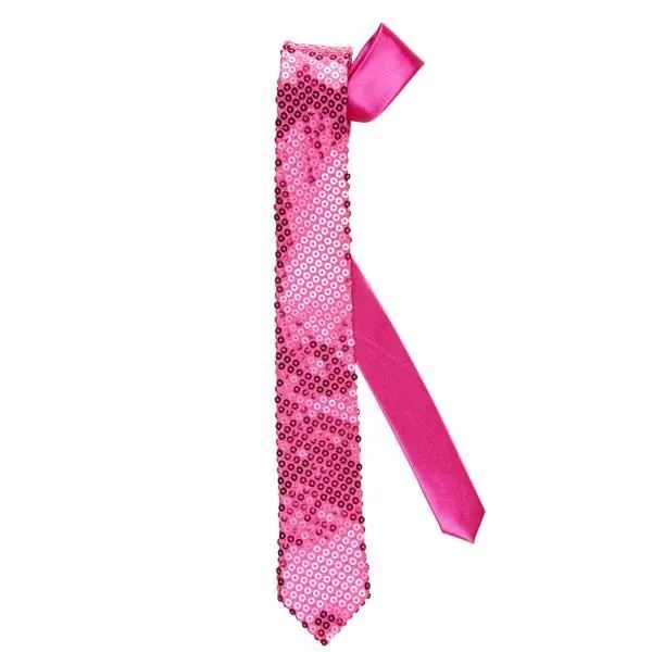 Cravate Disco à Sequins - Fushia - WIDMANN - Accessoire de déguisement pour soirée déguisée-1