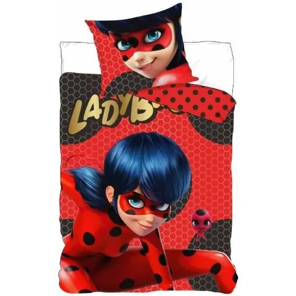 Miraculous - Parure de couette 140x200 + taie d'oreiller + Drap Housse 90 x 190 Noir - HOMEROKK-0