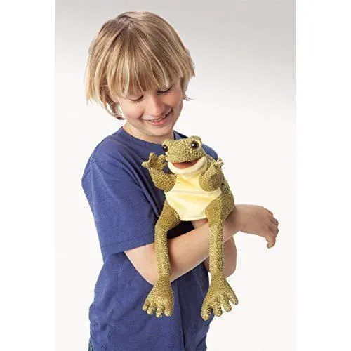 Marionnette théâtre grenouille Folkmanis - yeux expressifs et fourrure douce - pour enfants à partir de 3 ans-0