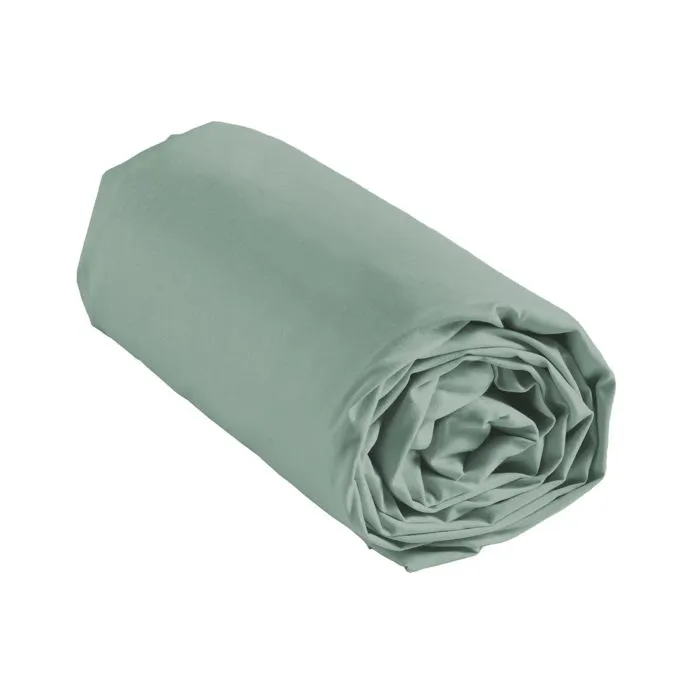 Drap housse coton lavé Linette Sauge 140x190 cm - Vert d'eau - Douceur D'intérieur-2