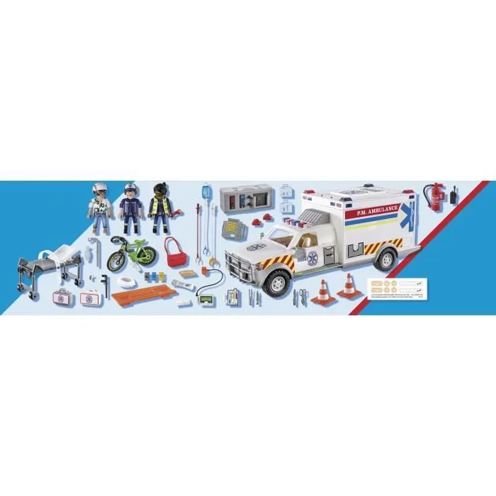 PLAYMOBIL 70936 Ambulance américaine avec secouristes et blessé, City Action, Les Secouristes-6