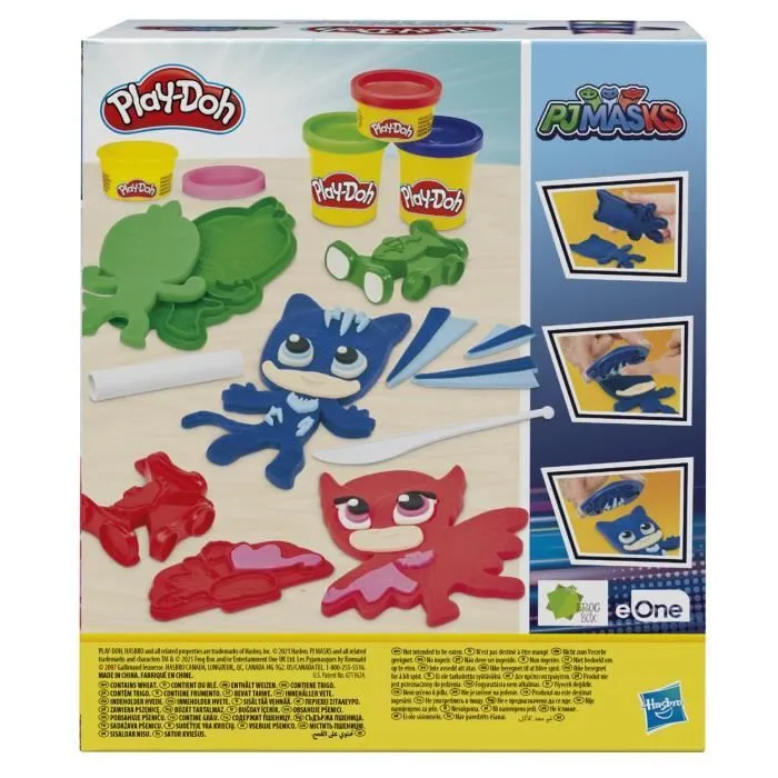PLAY-DOH - Coffret Pyjamasques activités d'arts plastiques - 12 Pots de pâte à modeler atoxique - dès 3 ans - Les héros-1