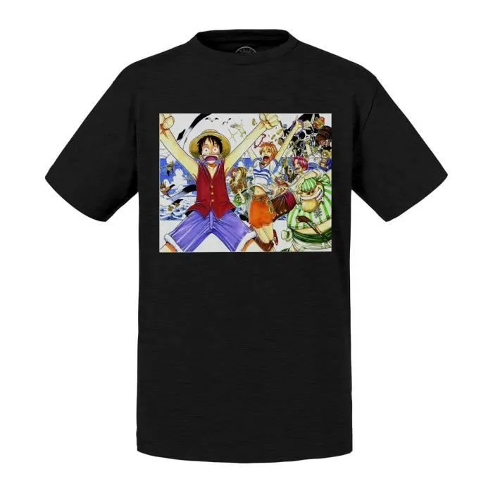 T-shirt Enfant Noir One Piece Trésors Manga Anime Japon Pirate-0