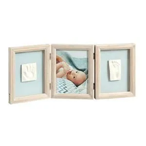 Cadre Photo Bois Double Empreinte Bébé - BABY ART - My Baby Touch - Kit Moulage Inclus - Cadeau Naissance-1