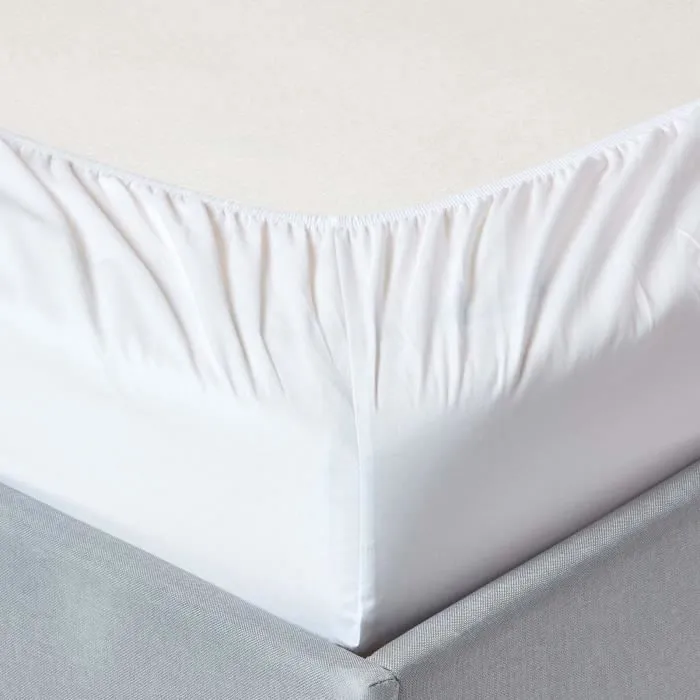 Drap-housse uni 150 x 200 cm 100% coton égyptien 200 fils coloris blanc-1