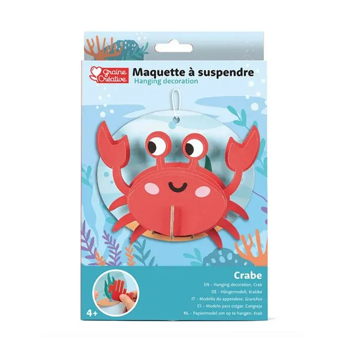 Maquette à suspendre - Graine Creative - Crabe - 3D - Rouge - Pour enfants à partir de 4 ans-0