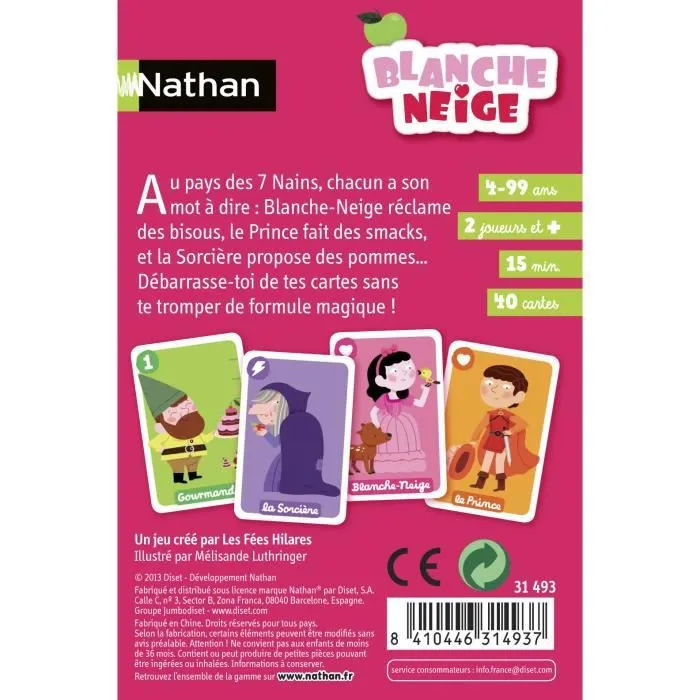 Jeu de Cartes - NATHAN - Blanche Neige - 40 cartes - Disney Princesses - 15 min-3