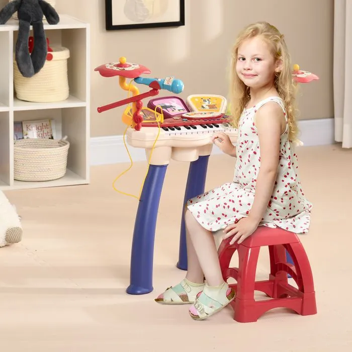 AIYAPLAY Piano enfant, clavier électronique batterie 2 en 1, 32 touches multifonctions imitation instrument musique, multicolore-1