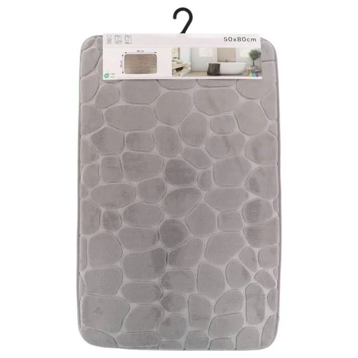TENDANCE - Tapis de salle de bain Gris clair en Microfibre à mémoire de forme 50 x 80 cm Gris Clair-0
