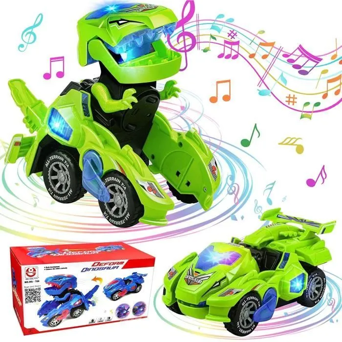Jouet de Voiture Transformable Dinosaure - Transformers - Vert - 3 ans et plus - Intérieur - Enfant - Mixte-0