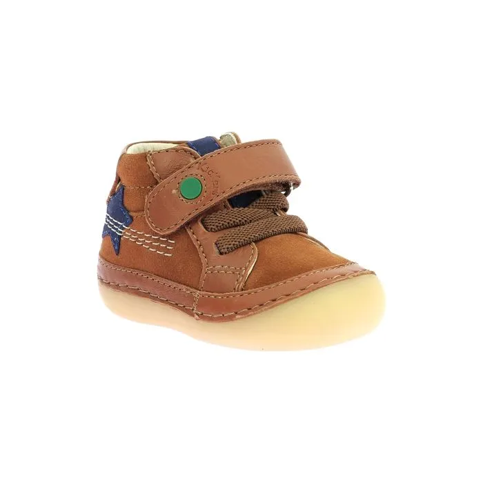 Basket Montante Cuir  Kickers Sokistic - Camel-Etoile-4